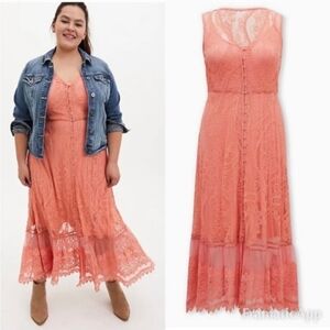 Torrid Coral Lace Maxi Dress